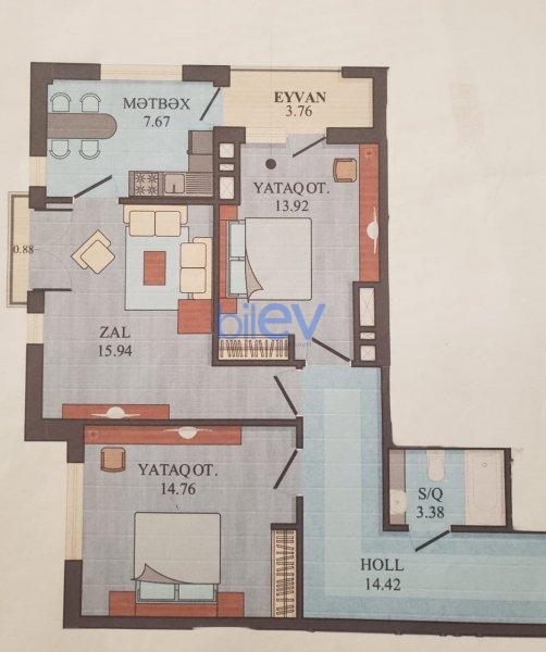 Satış 3 otaqlı Yeni Tikili bina evi  77m², Bakı