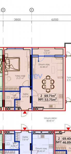 Satılır 2 otaqlı Yeni Tikili  70m², Sumqayıt