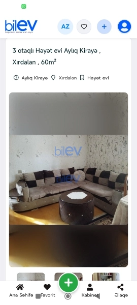 Aylıq Kirayə 2 otaqlı Həyət evi  60m², Xırdalan
