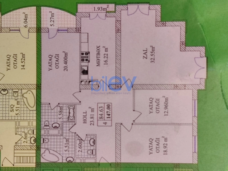 Satış 4 otaqlı Yeni Tikili bina evi  147m², Bakı