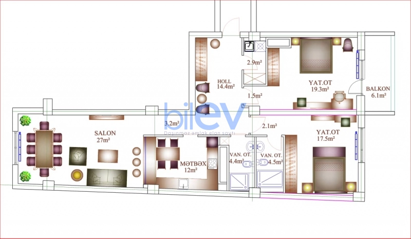 Satış 3 otaqlı Yeni Tikili bina evi  119m², Bakı