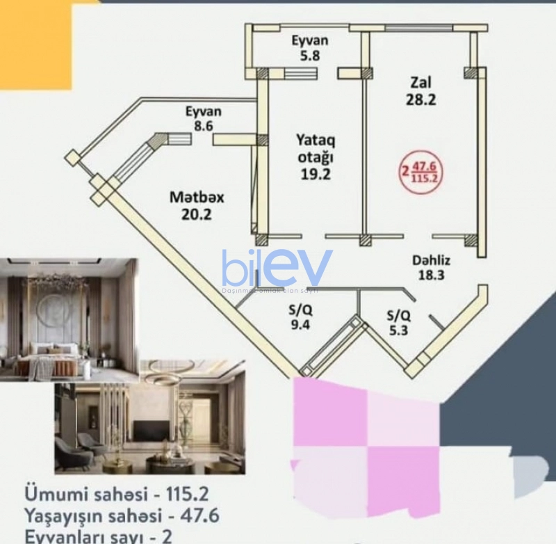 Satış 1 otaqlı Yeni Tikili bina evi  115m², Bakı