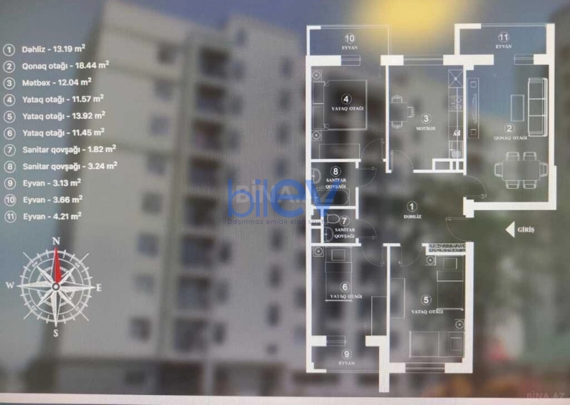 Satış 4 otaqlı Yeni Tikili bina evi  100m², Bakı