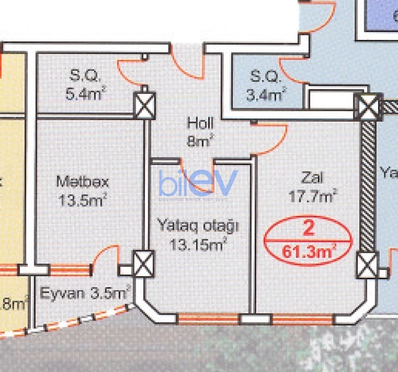 Satış 2 otaqlı Yeni Tikili bina evi  62m², Bakı