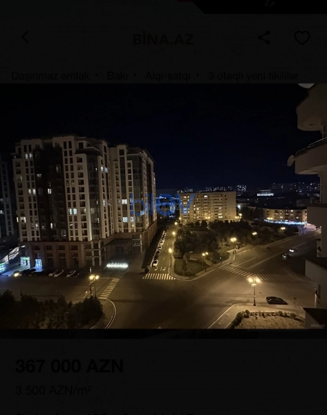Satış 3 otaqlı Yeni Tikili bina evi  107m², Bakı