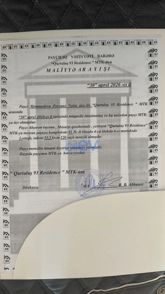 Satış 2 otaqlı Yeni Tikili bina evi  54m², Bakı